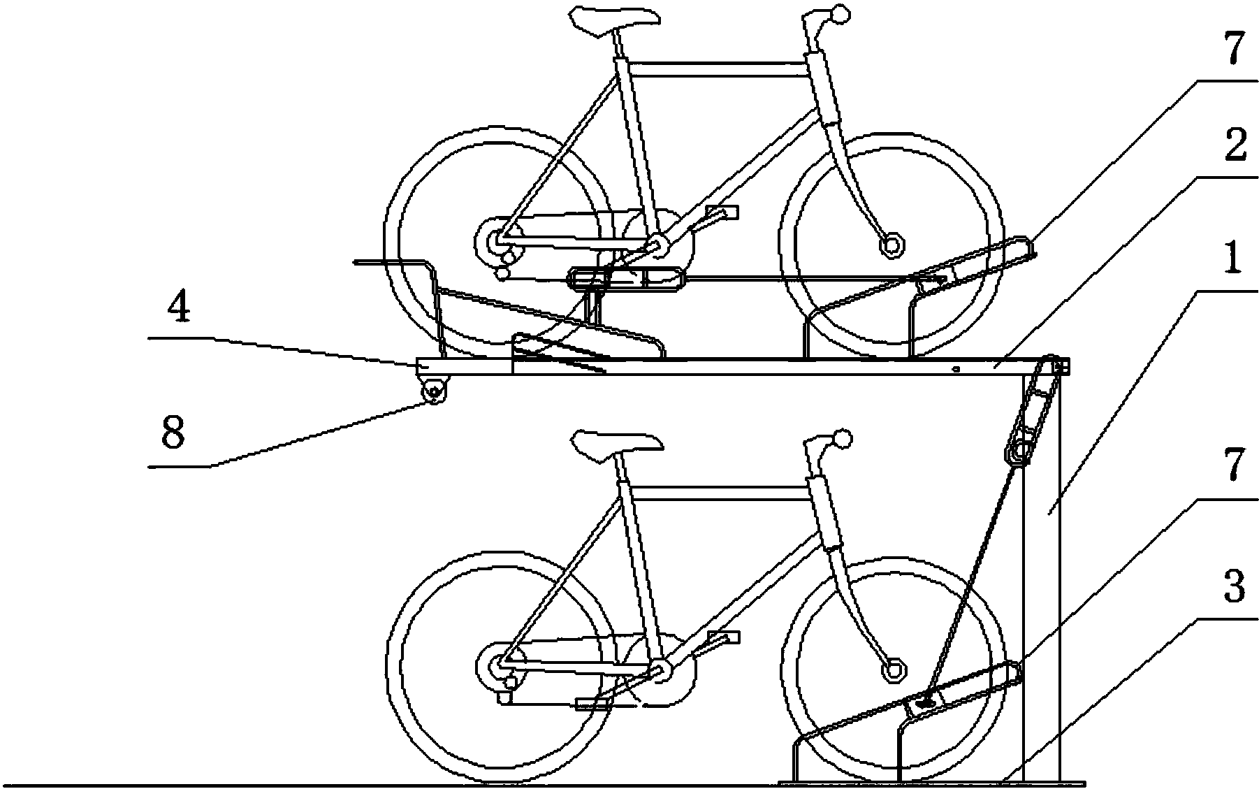 cn207078233u_一种双层自行车架有效