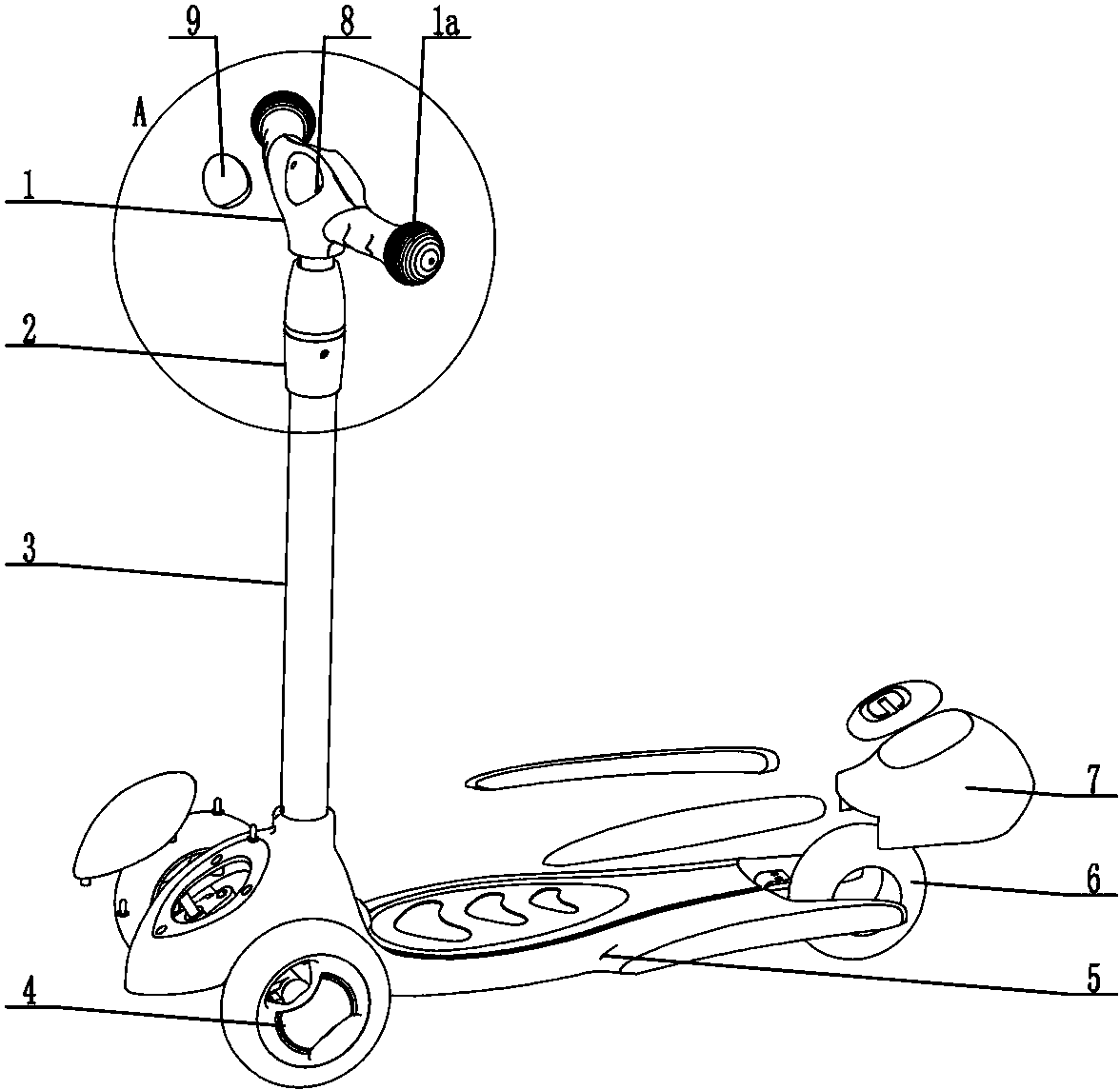 cn207089565u_一种带车把手挡板结构的滑板车有效