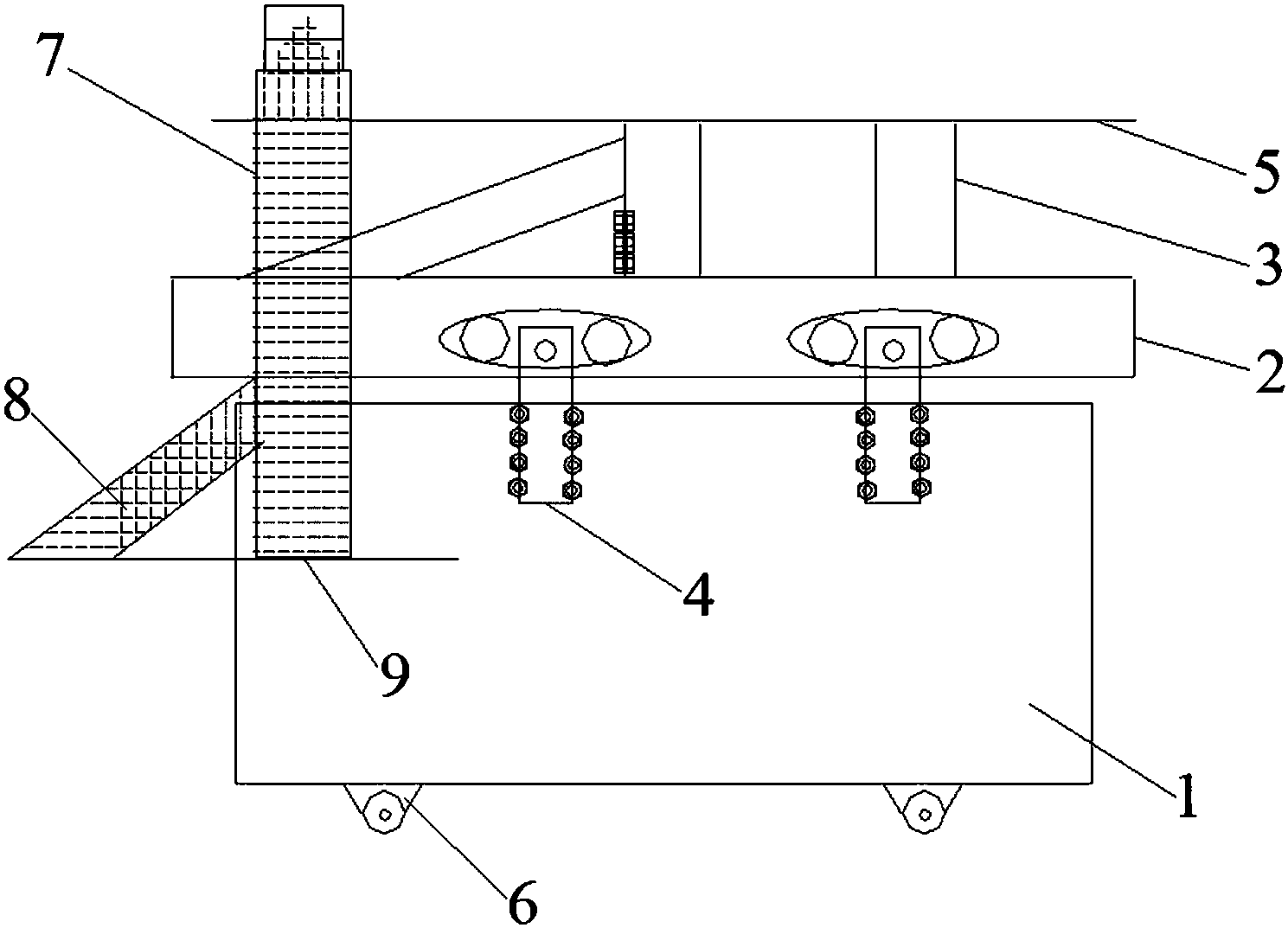 一种拦焦车导焦栅上道轨梁