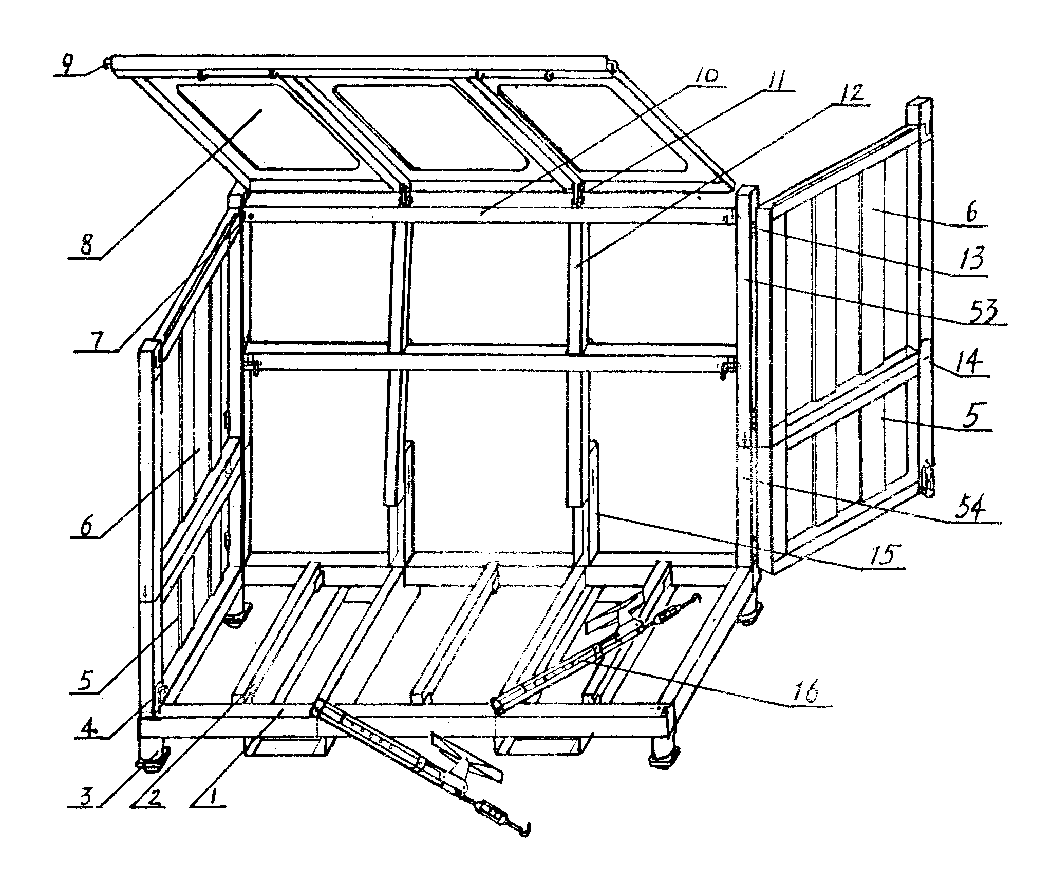 cn2072073u_防震型半封闭折叠式平板玻璃集装箱失效