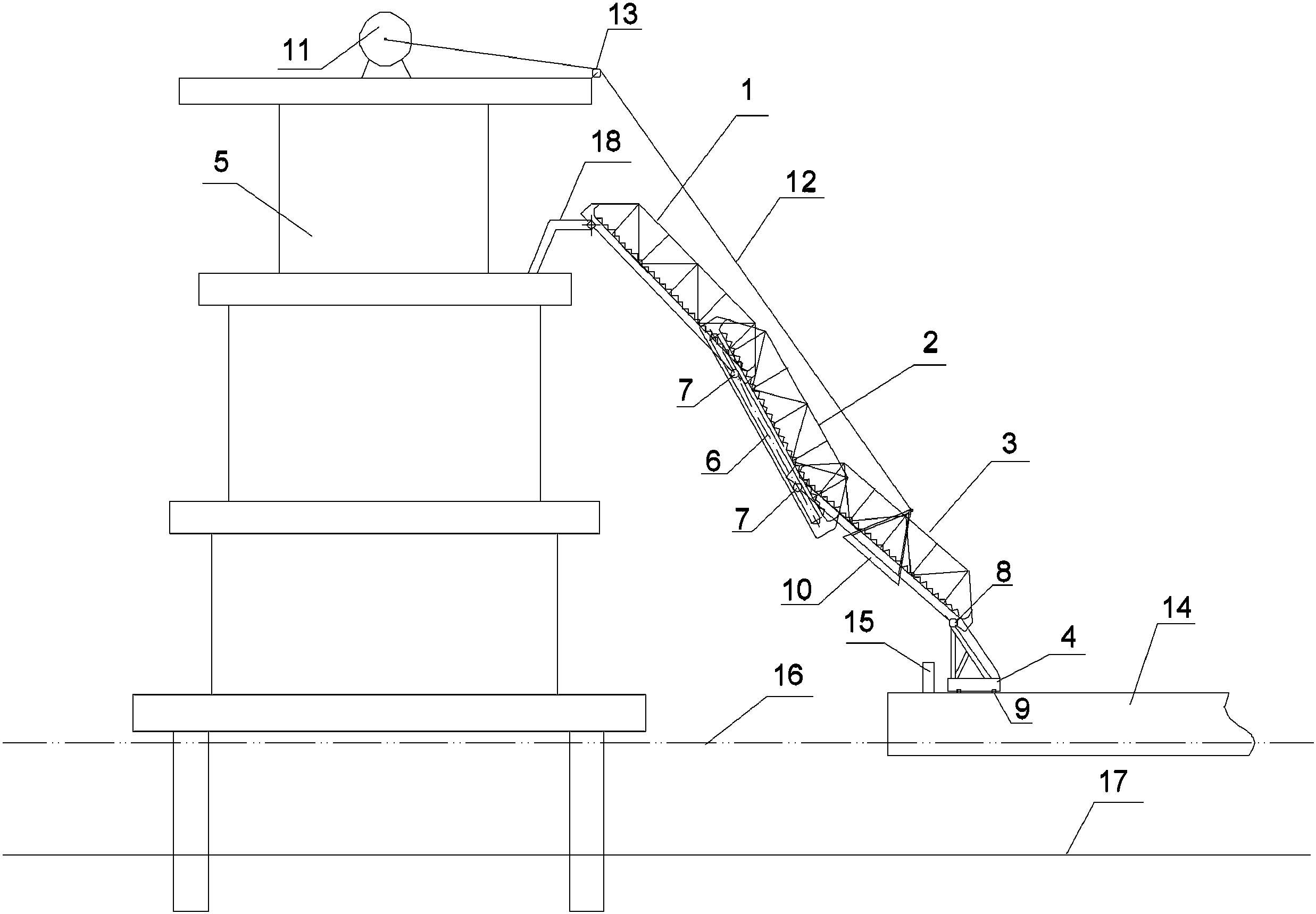 cn207241966u_一种海上升压站用吊臂式舷梯有效