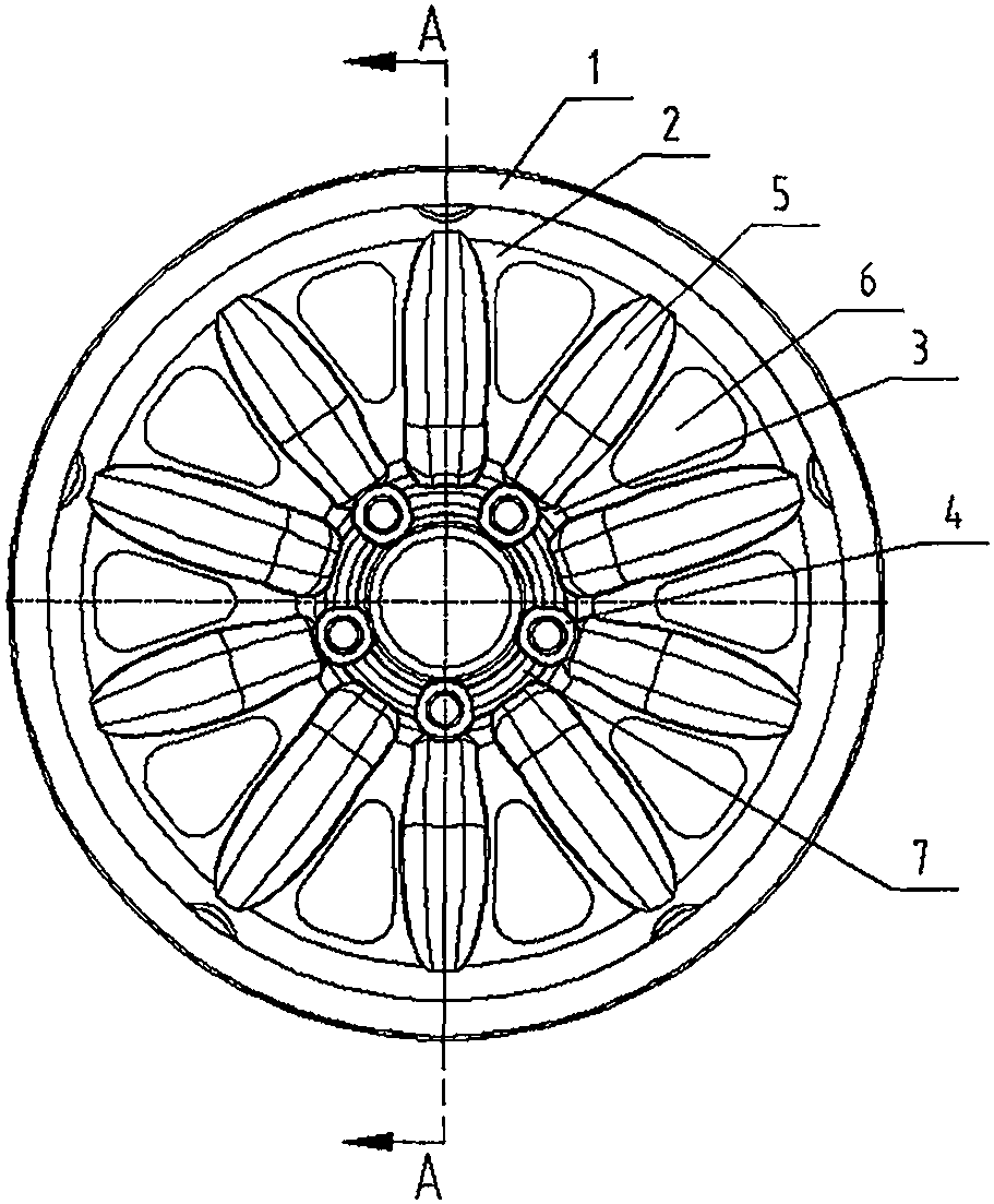一种多辐条支撑筋式半表面车轮