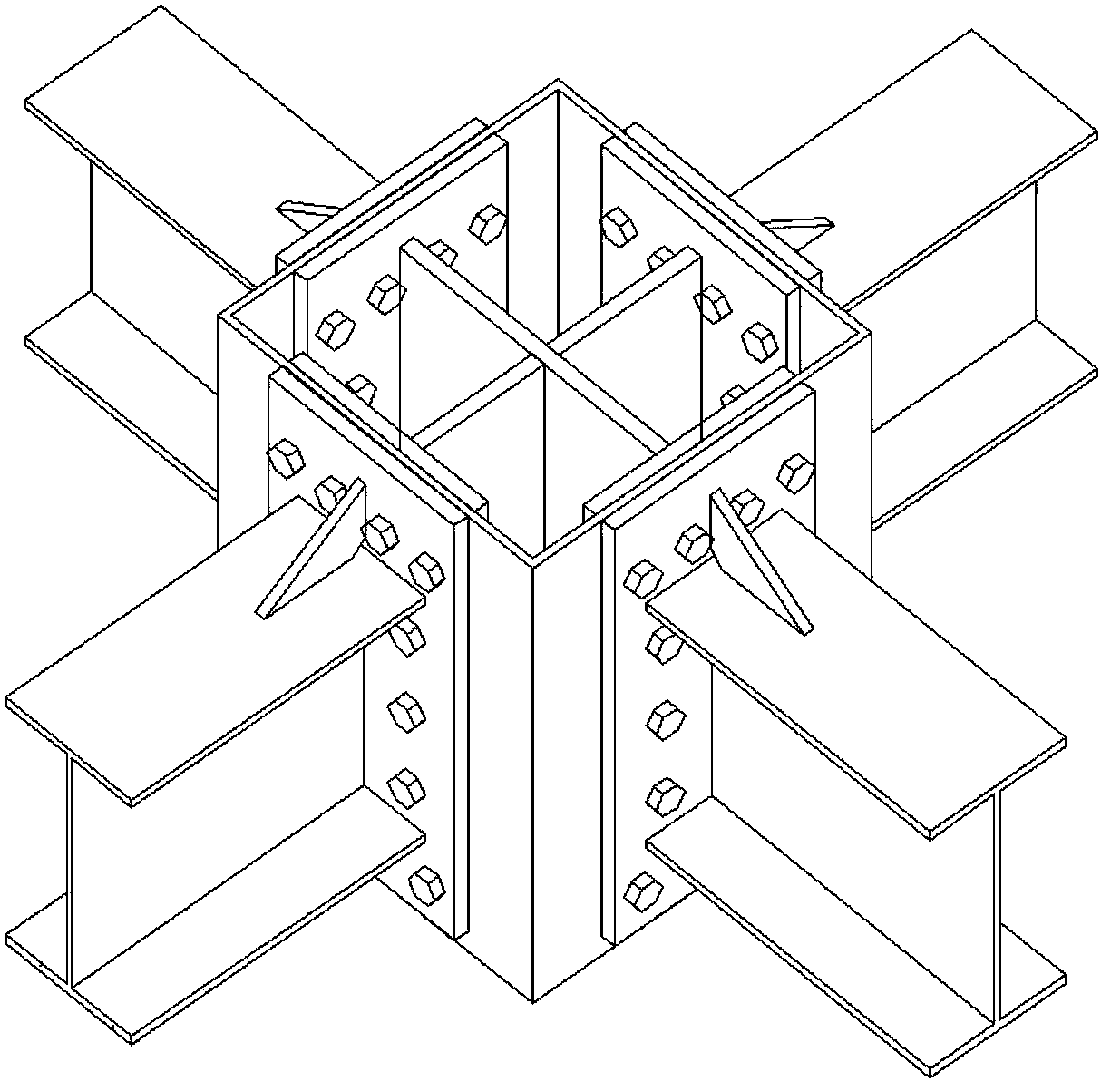 一种钢梁与十字型内加劲方钢管柱全螺栓连接节点