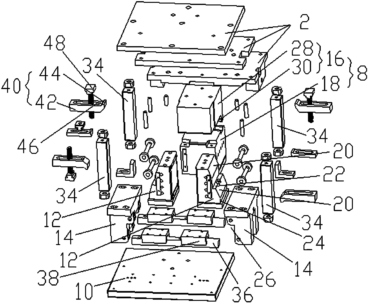 热管异向压扁成型模具