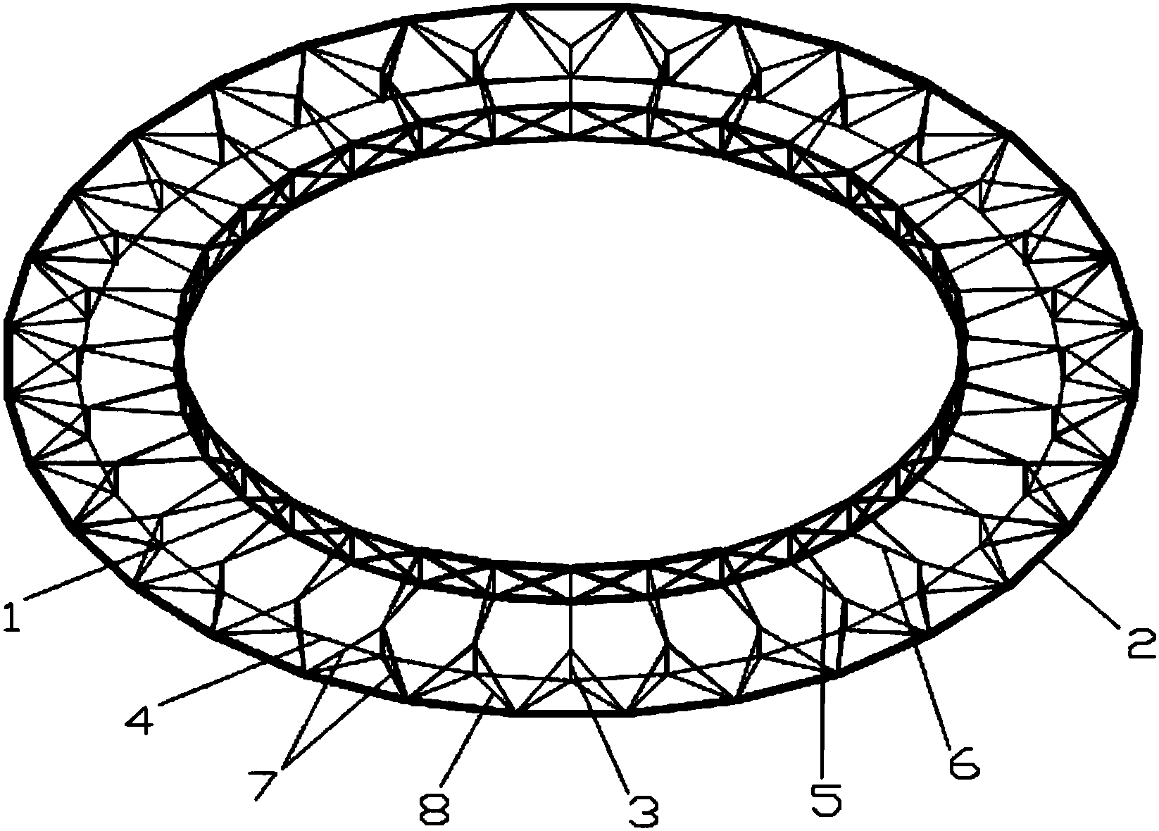 一种开口式超大跨度索穹顶结构