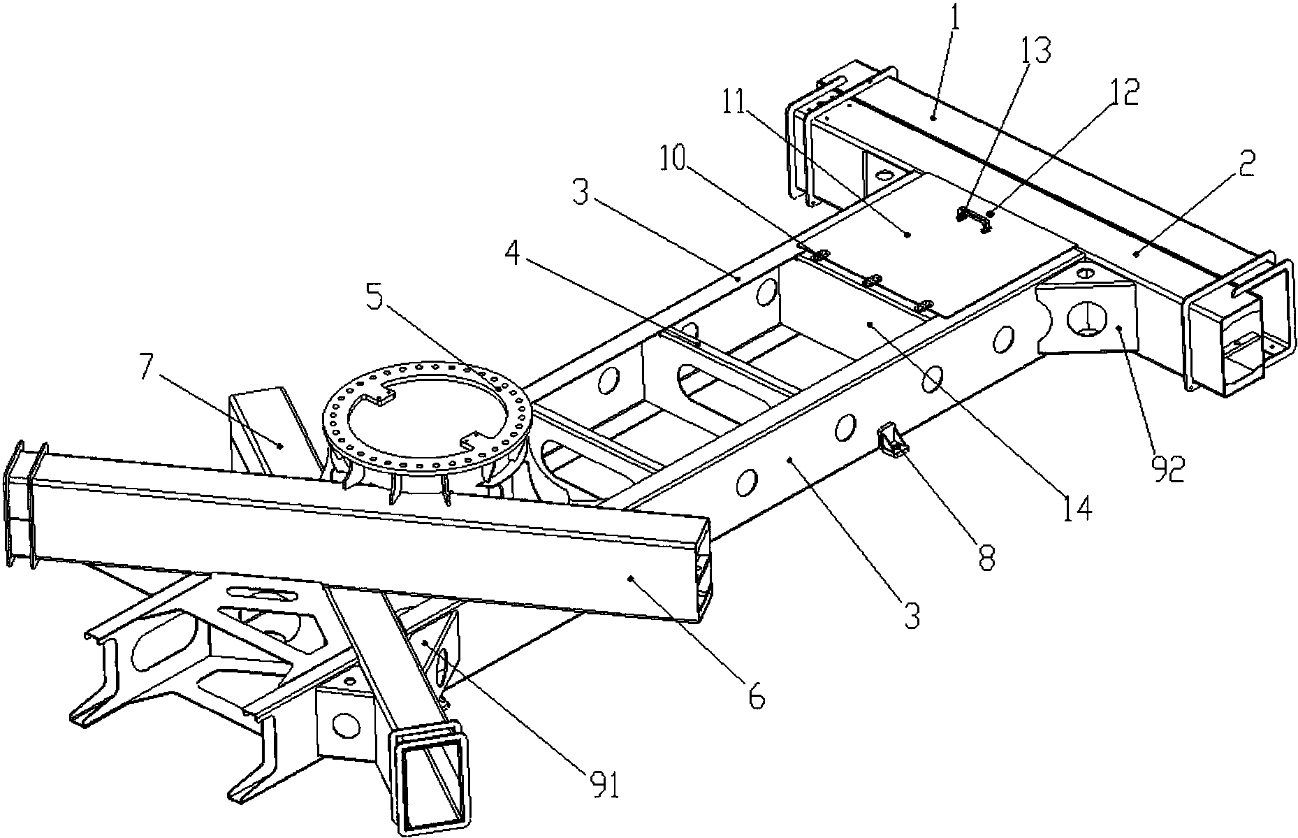 cn207390947u_一種高空作業車副車架有效