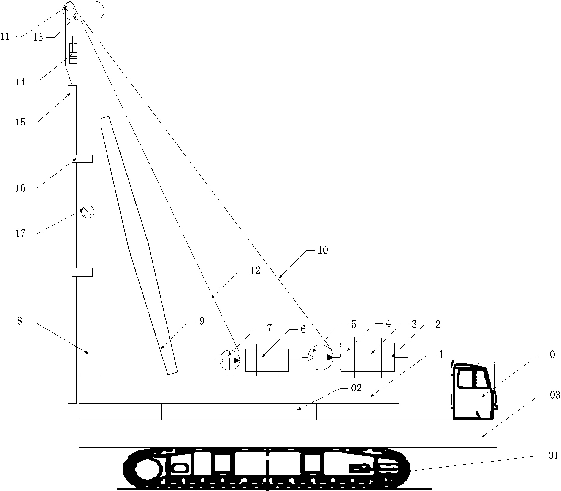 cn207419473u_一种履带式全自动打桩机有效