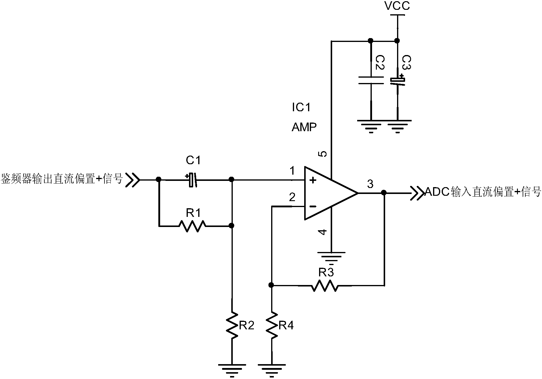 一种数字对讲机鉴频器与adc之间的接口电路