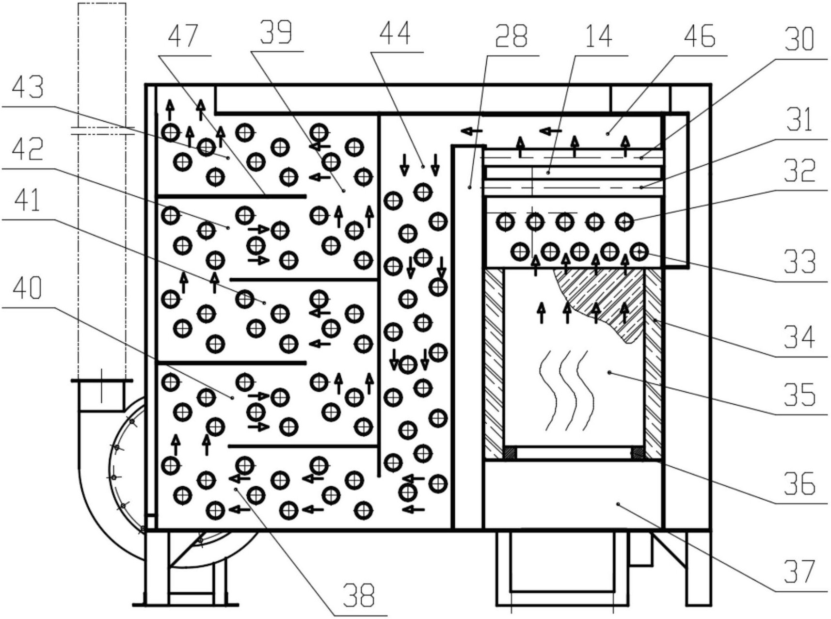 cn207501446u_一种适用于茶叶杀青理条的高效节能热风炉有效