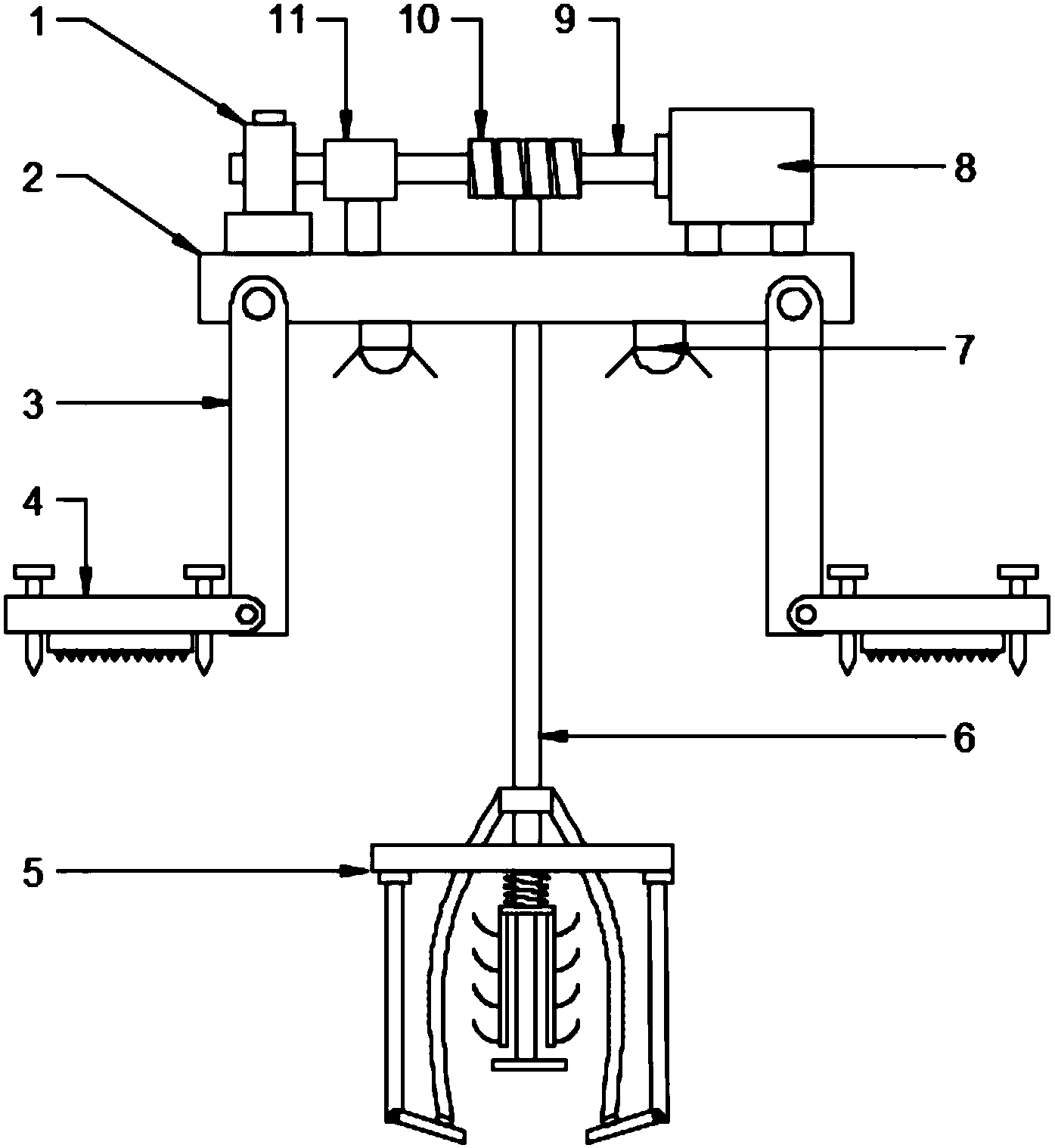 本实用新型公开了一种农田水利机井用的捞污装置,包括第一固定板,打捞