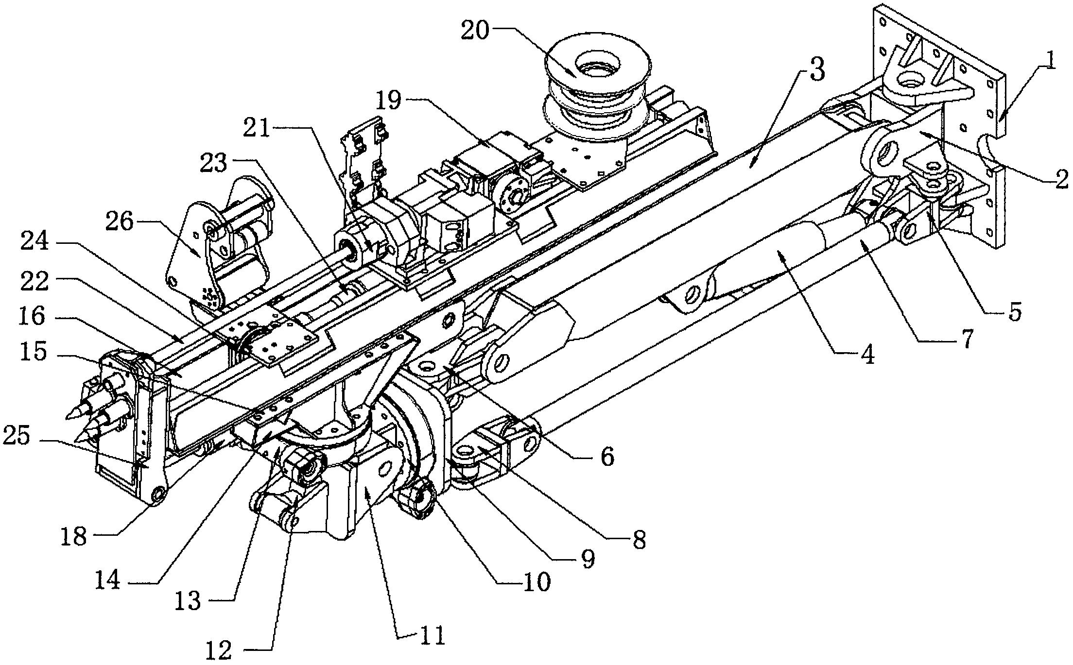 本实用新型提供了一种液压凿岩钻车用掘锚两用工作臂,涉及工程机械