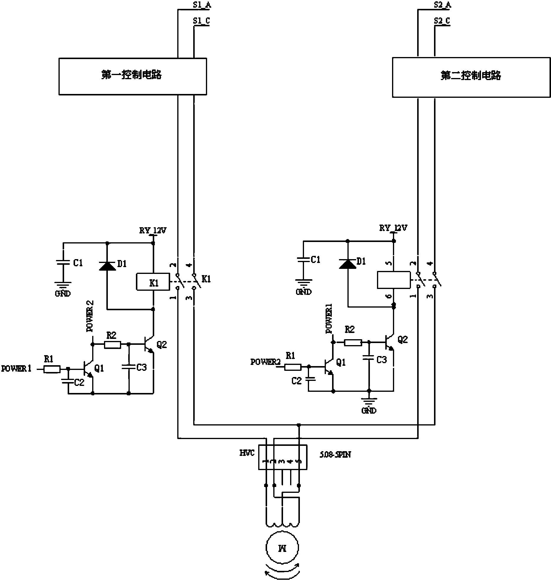 一種採用雙電源驅動的電機閉鎖保護電路