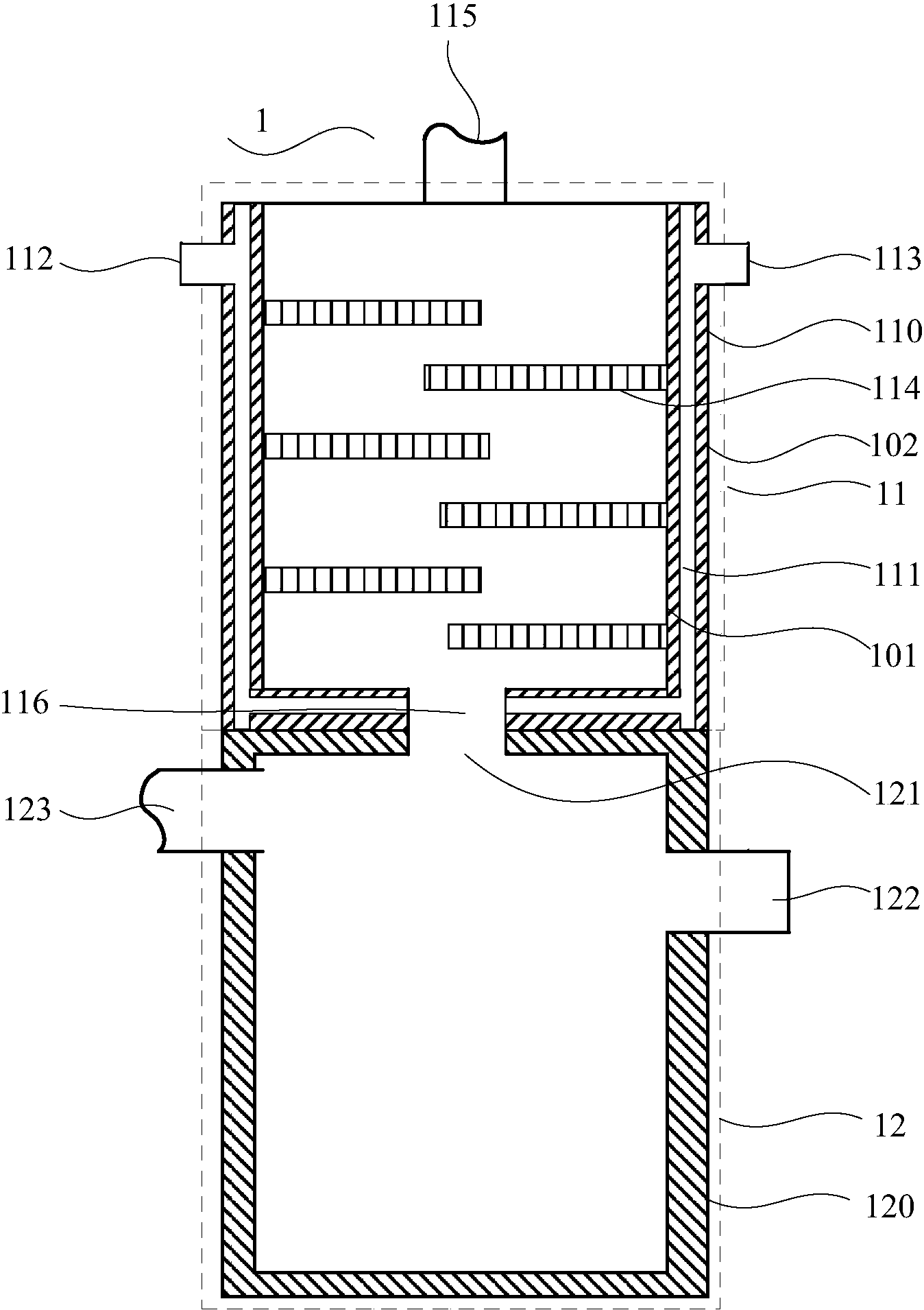 冷阱装置尾气处理系统及半导体生产设备