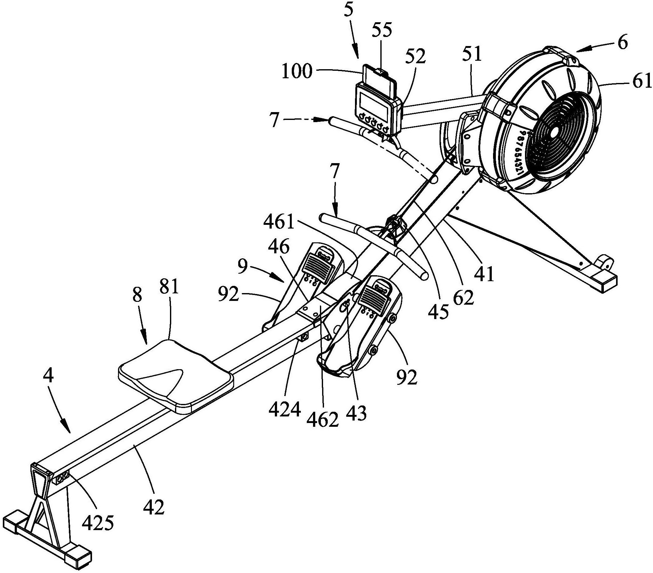 一种易于组装收折风扇的划船器