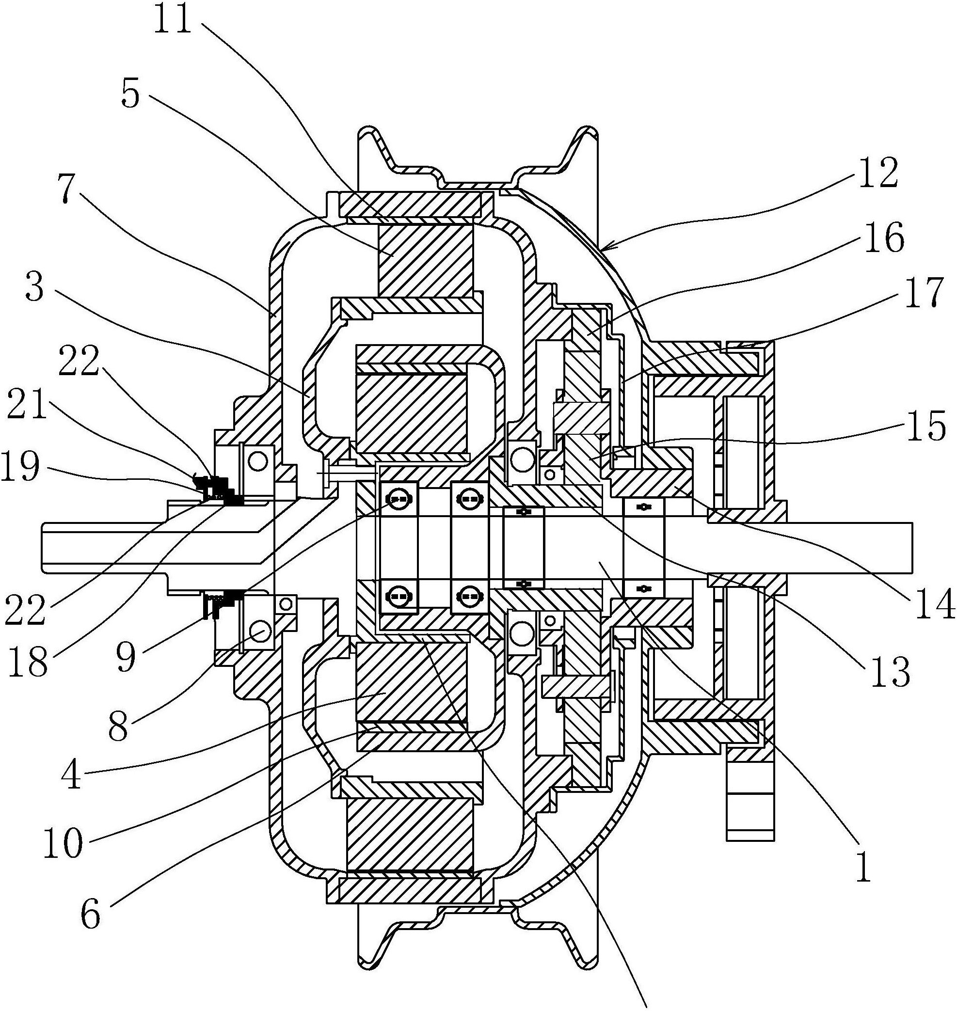 一种多档位自动变档电动车用轮毂电机