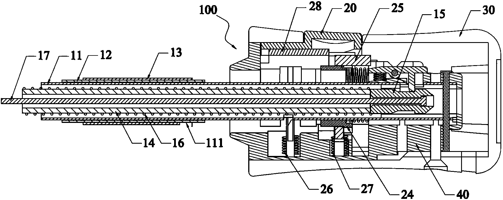 自开收伞的轻收结构及伞柄