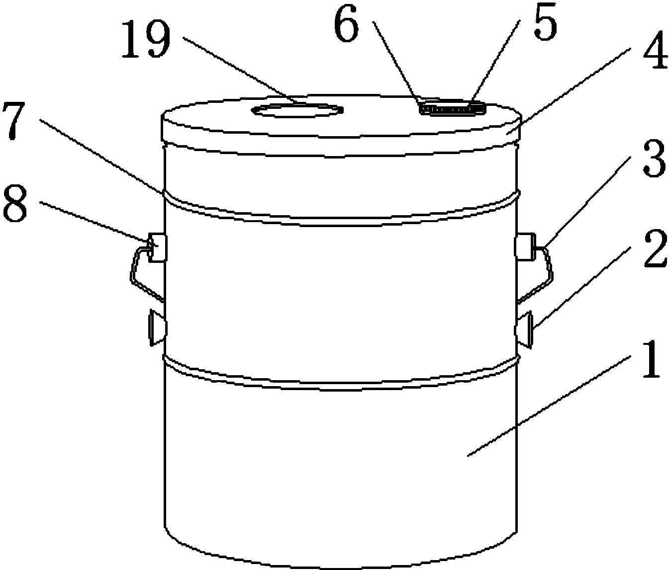 一种储存润滑油的多层分隔式铁桶