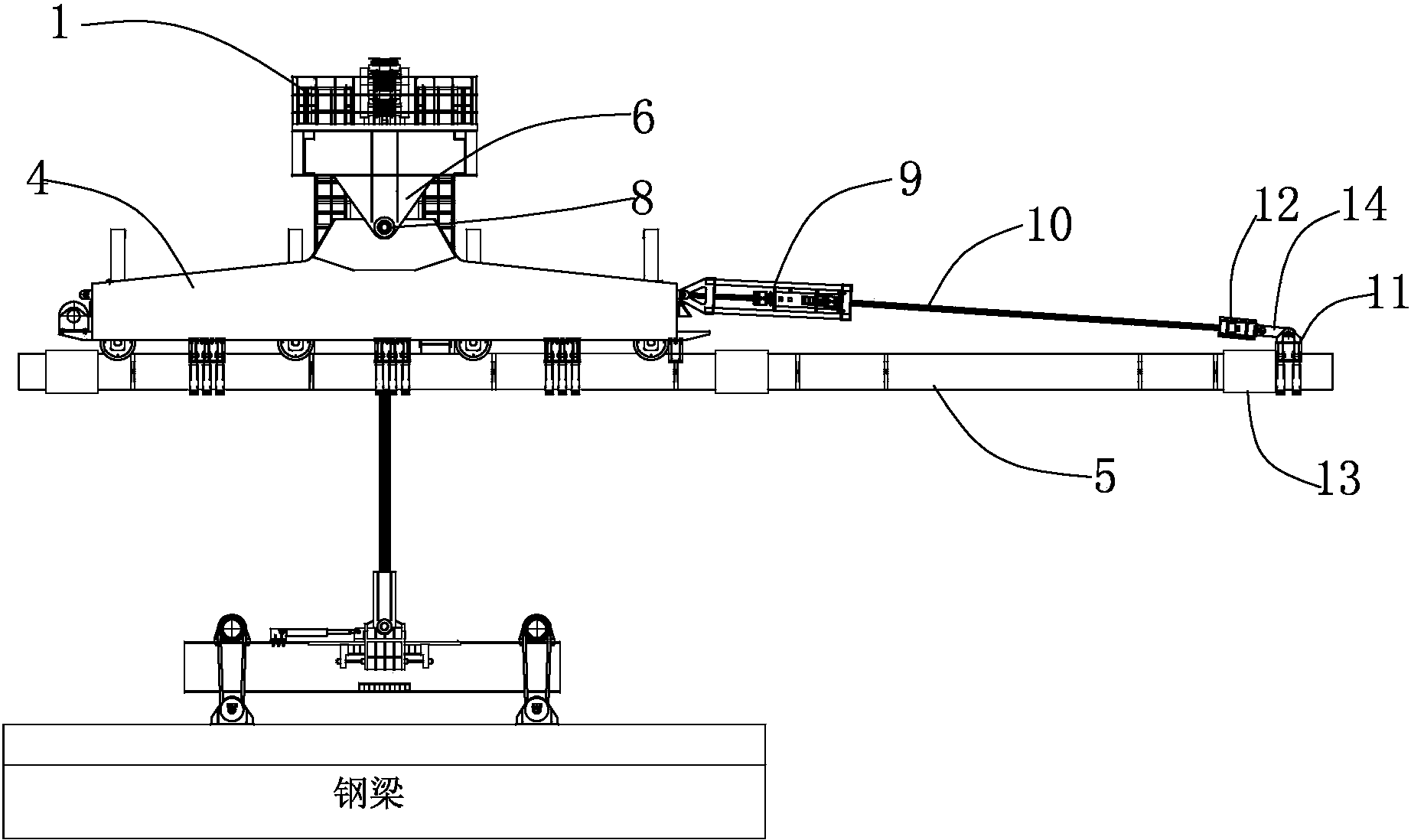 本實用新型涉及一種具備大角度蕩移和爬坡能力的纜載吊機,包括主桁架