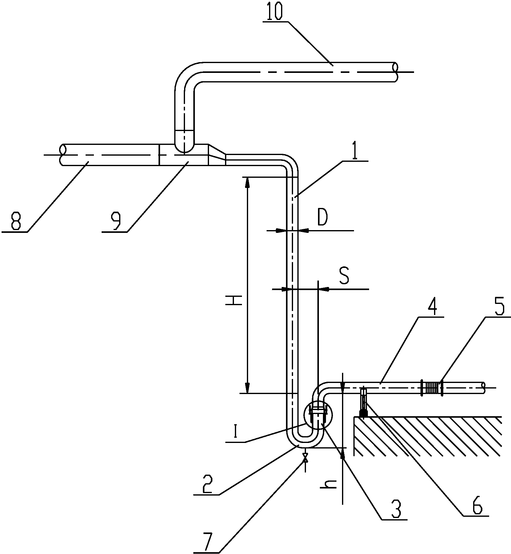 cn208151314u_一种气液分离器后焦油氨水输送管道结构有效