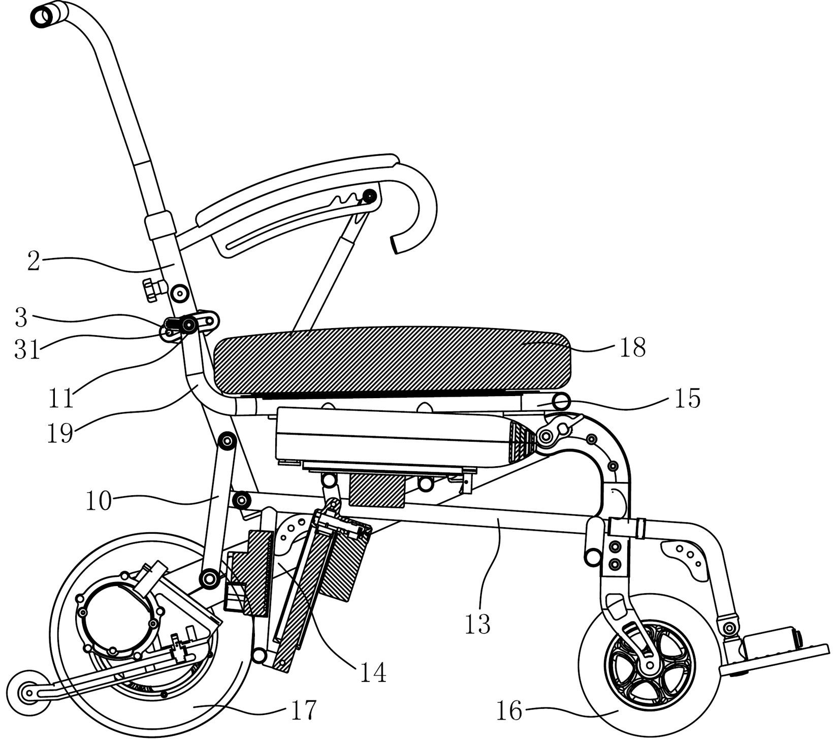 cn208229058u_轮椅车背靠固定结构有效