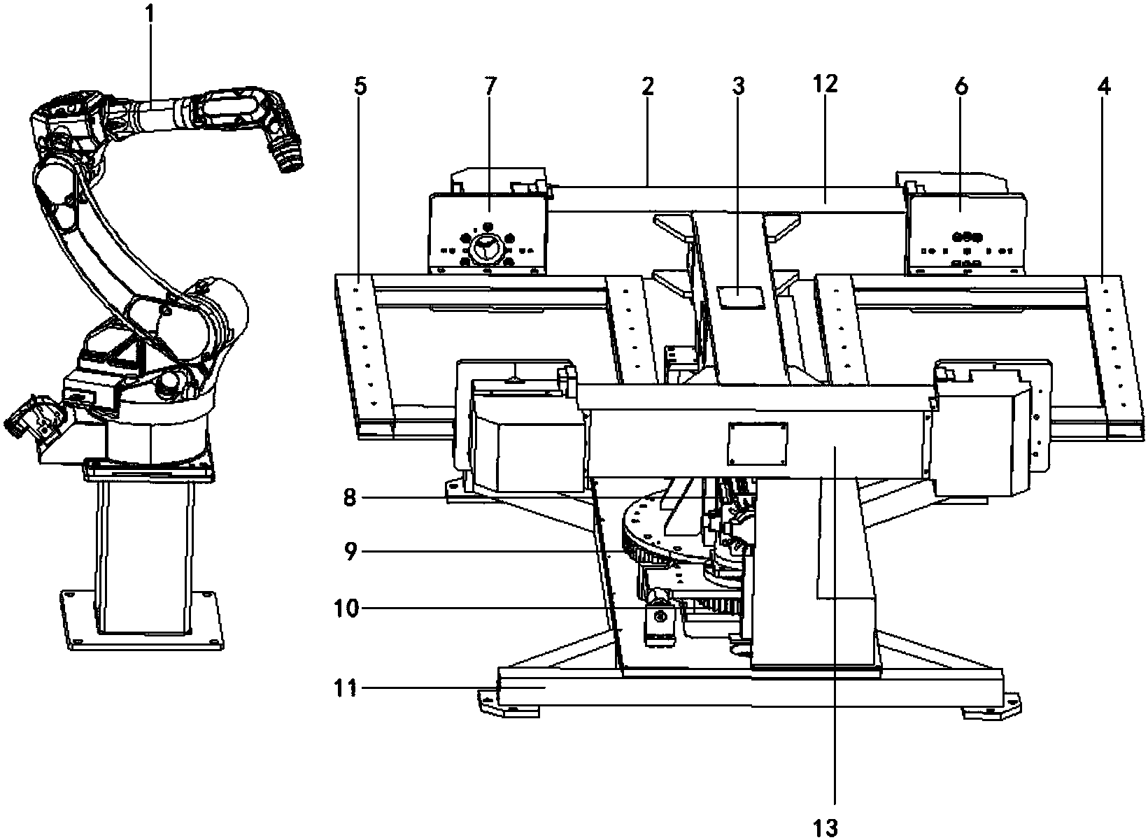 一种三轴变位机总成