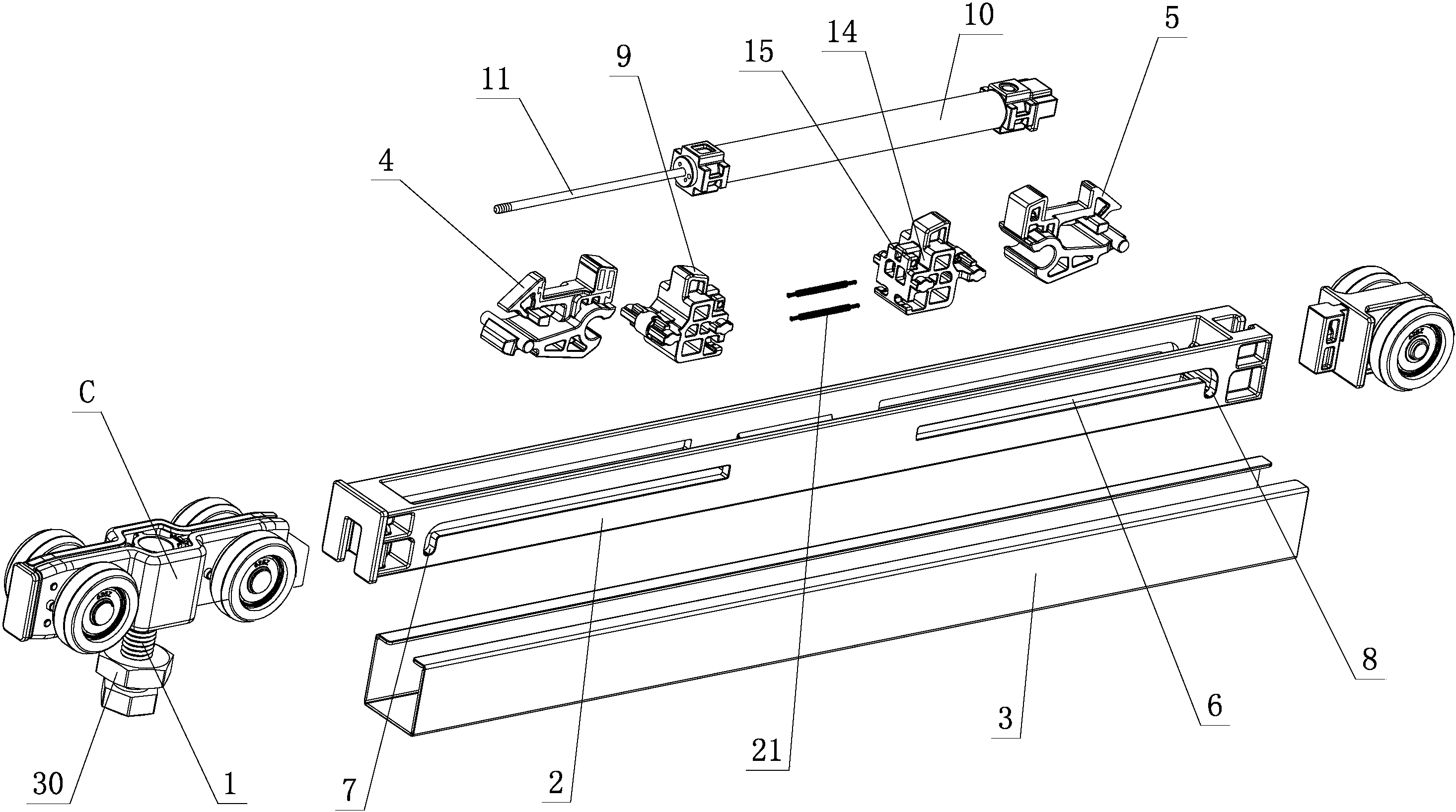 cn208310530u_一种家具滑动门的集成优化阻尼开闭结构有效