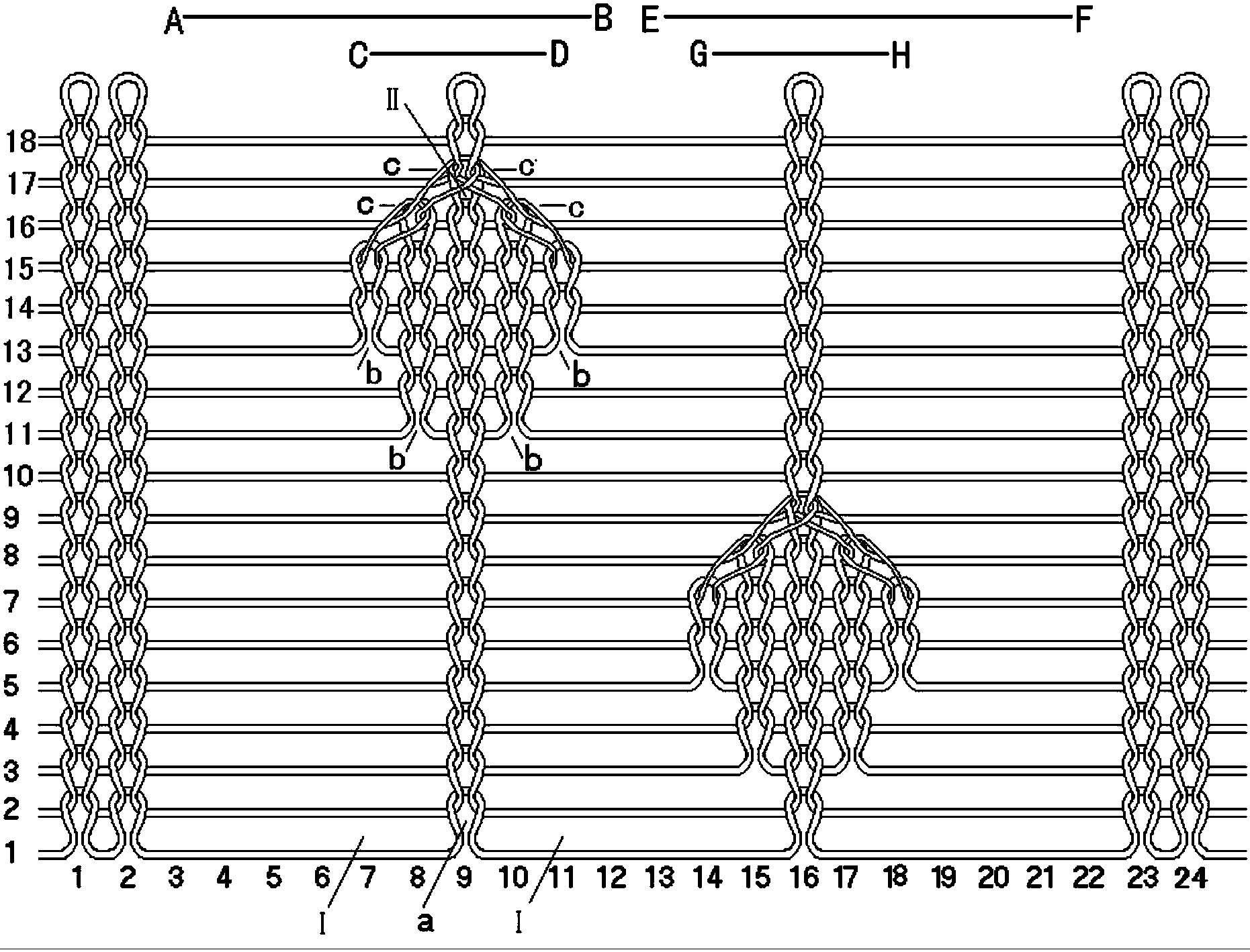 公开了一种蜘蛛网状针织组织,包括:浮线组织,正针组织和正针移圈组织