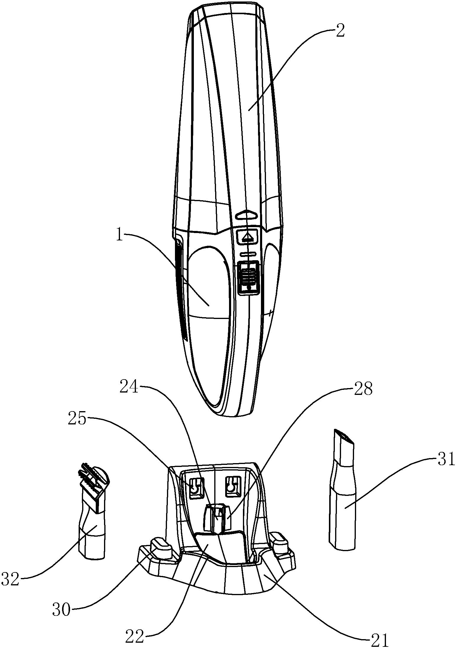 cn208481240u_一種手持式吸塵器及其充電座有效