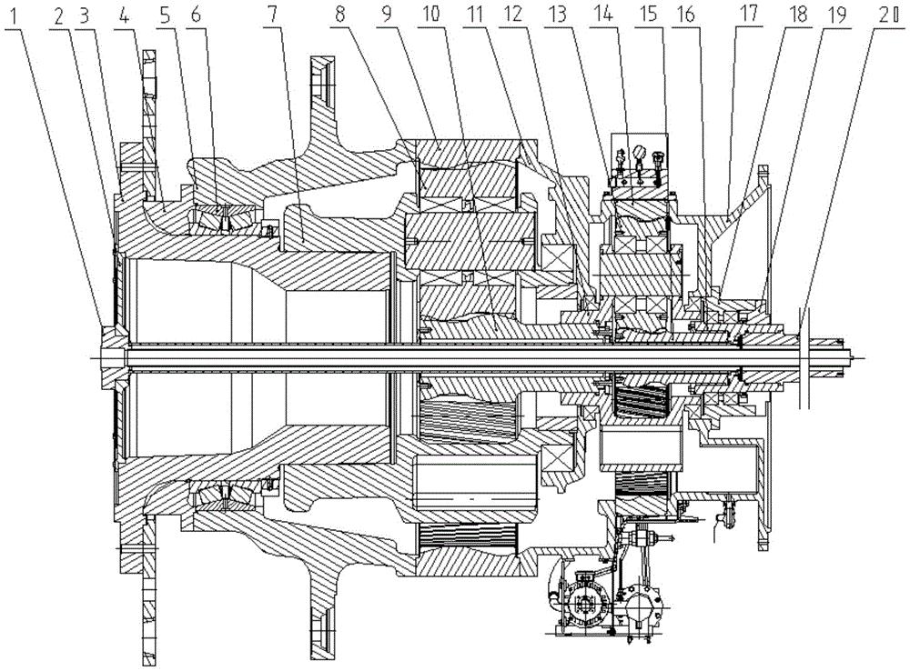 cn208935333u_一种主轴内置半直驱风力发电用主传动齿轮箱有效