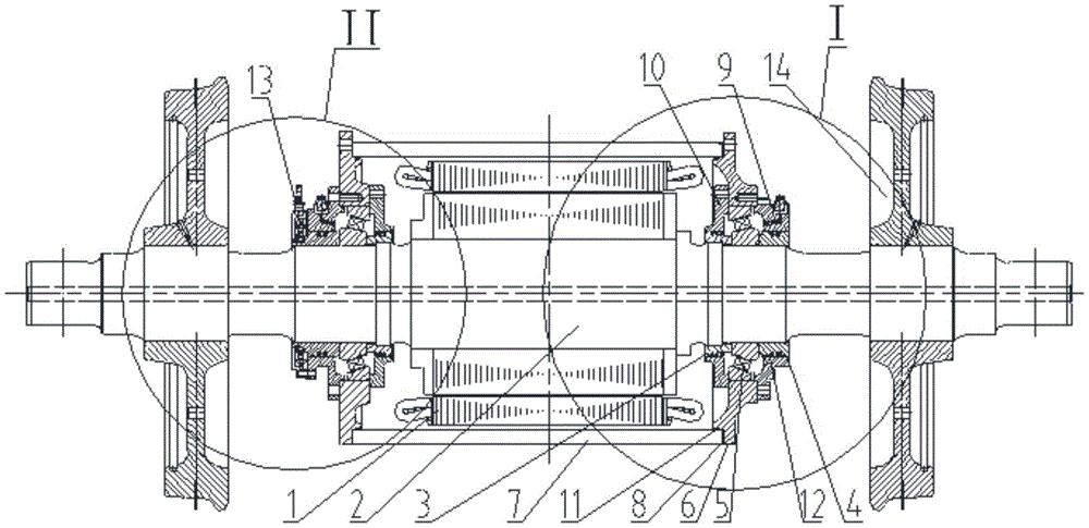 一种牵引电机直接驱动车轴的轮对组成装置