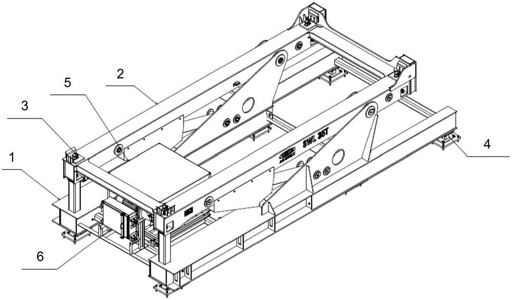 本实用新型公开了一种集装箱翻转平台,包括:底架,翻转架,旋锁机构