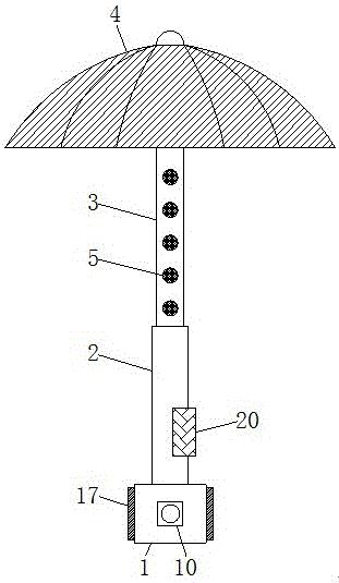 識別功能的智能照明雨傘,包括傘把,第一連接杆,第二連接杆,電動伸縮杆