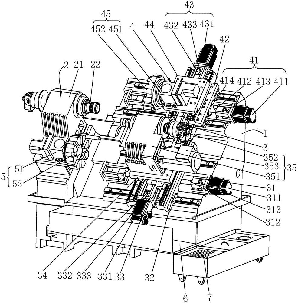 一种卧式斜床身双主轴多功能车床