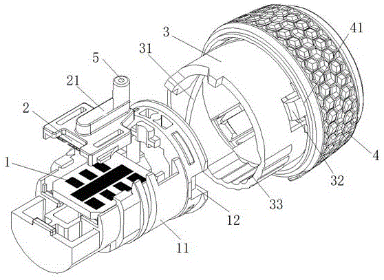 cn209418398u_用于汽车转向柱组合开关手柄杆旋钮开关的运动结构有效