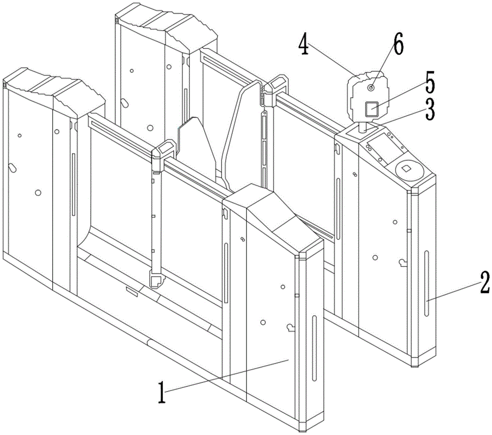 所述检票机主体上安设有生物识别结构,所述检票机主体