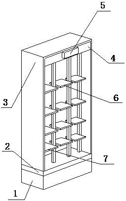 本实用新型公开了一种视觉传达设计用展示架,其结构包括底座,底板