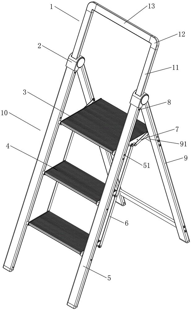 一种带伸缩扶手结构的折叠人字梯