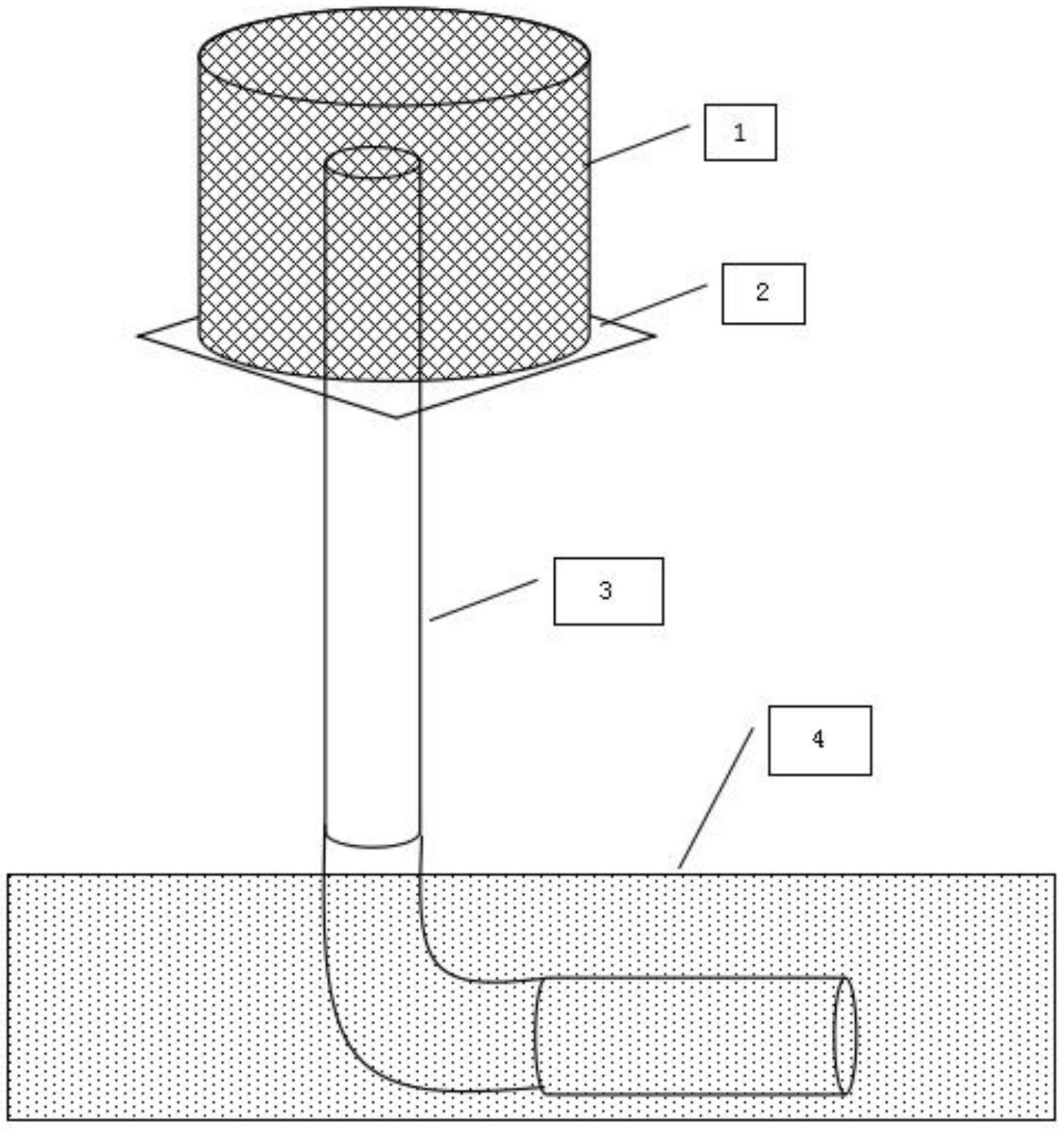 平台上开设的孔并与之相固定,防逃笼的四周将排水管道的出水口笼罩