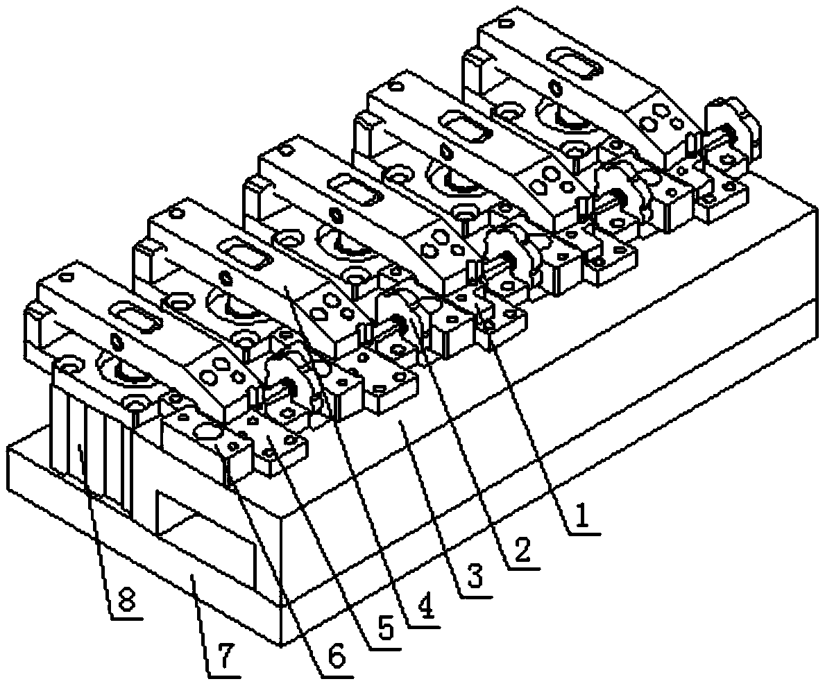 工业缝纫机针板座多工位半自动固定装置