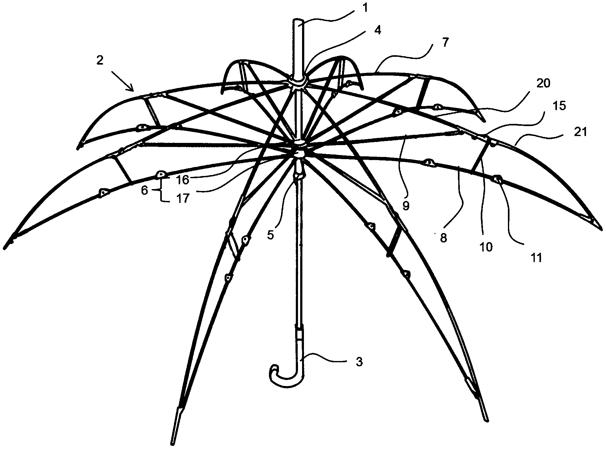 一种反向伞骨架及其反向伞