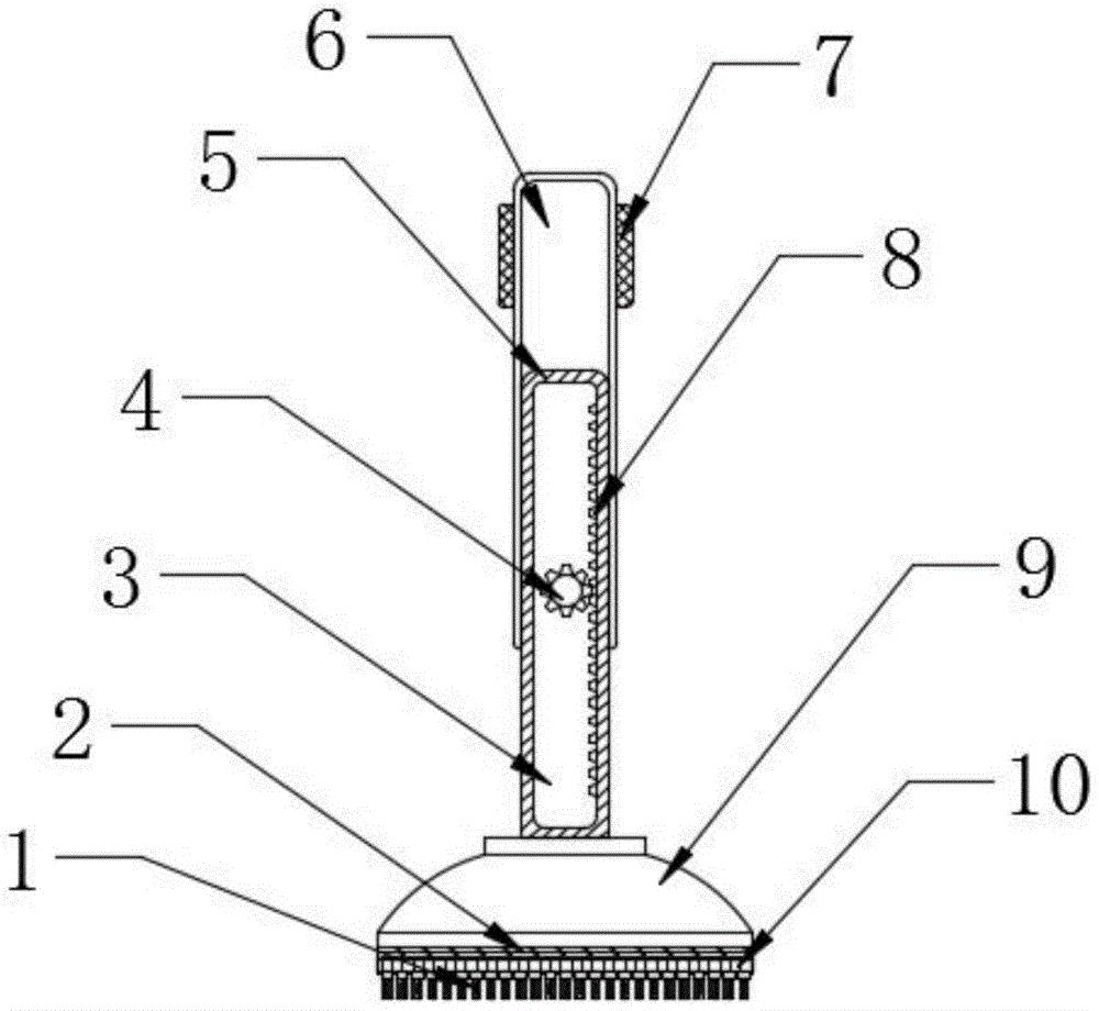 了一种方便清扫头发的劳务用扫把,包括握杆,所述握杆的内部为中空结构