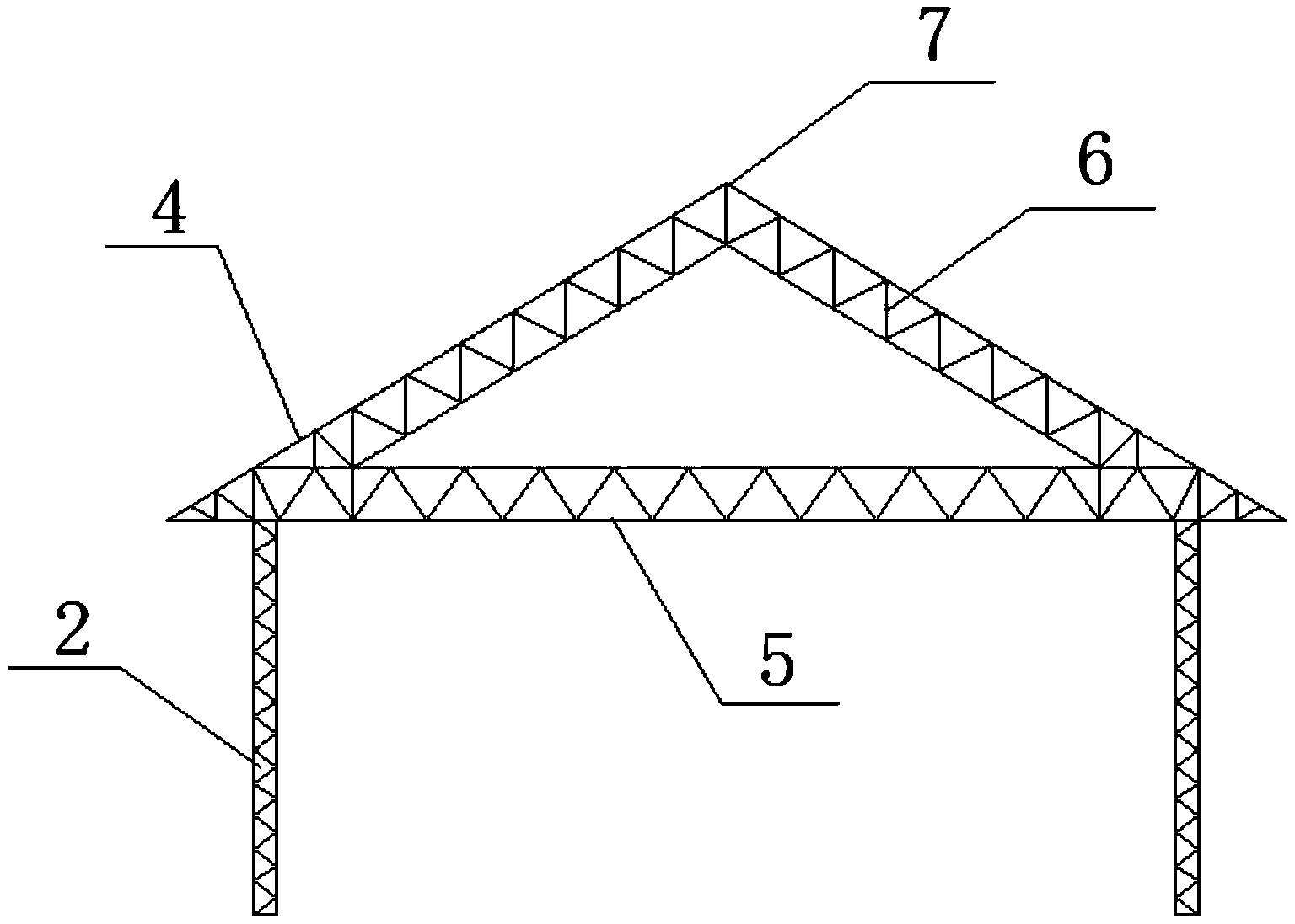 三角彩钢房梁的结构图图片