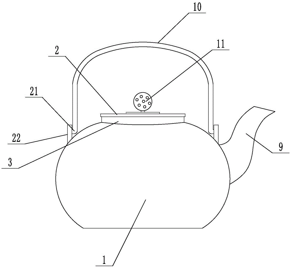 cn210540477u_一种可防止壶盖掉落的金属茶壶有效