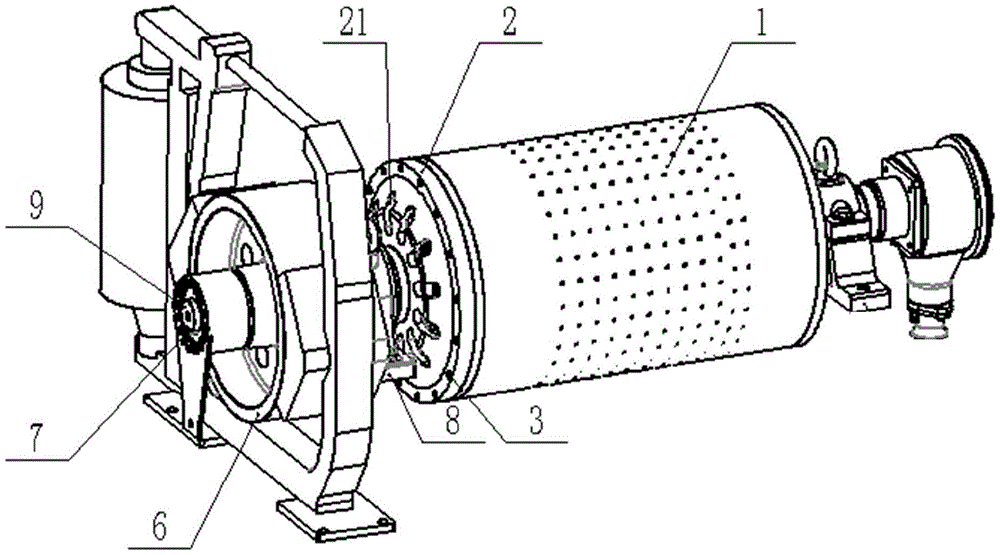 一种带从动轴的永磁滚筒