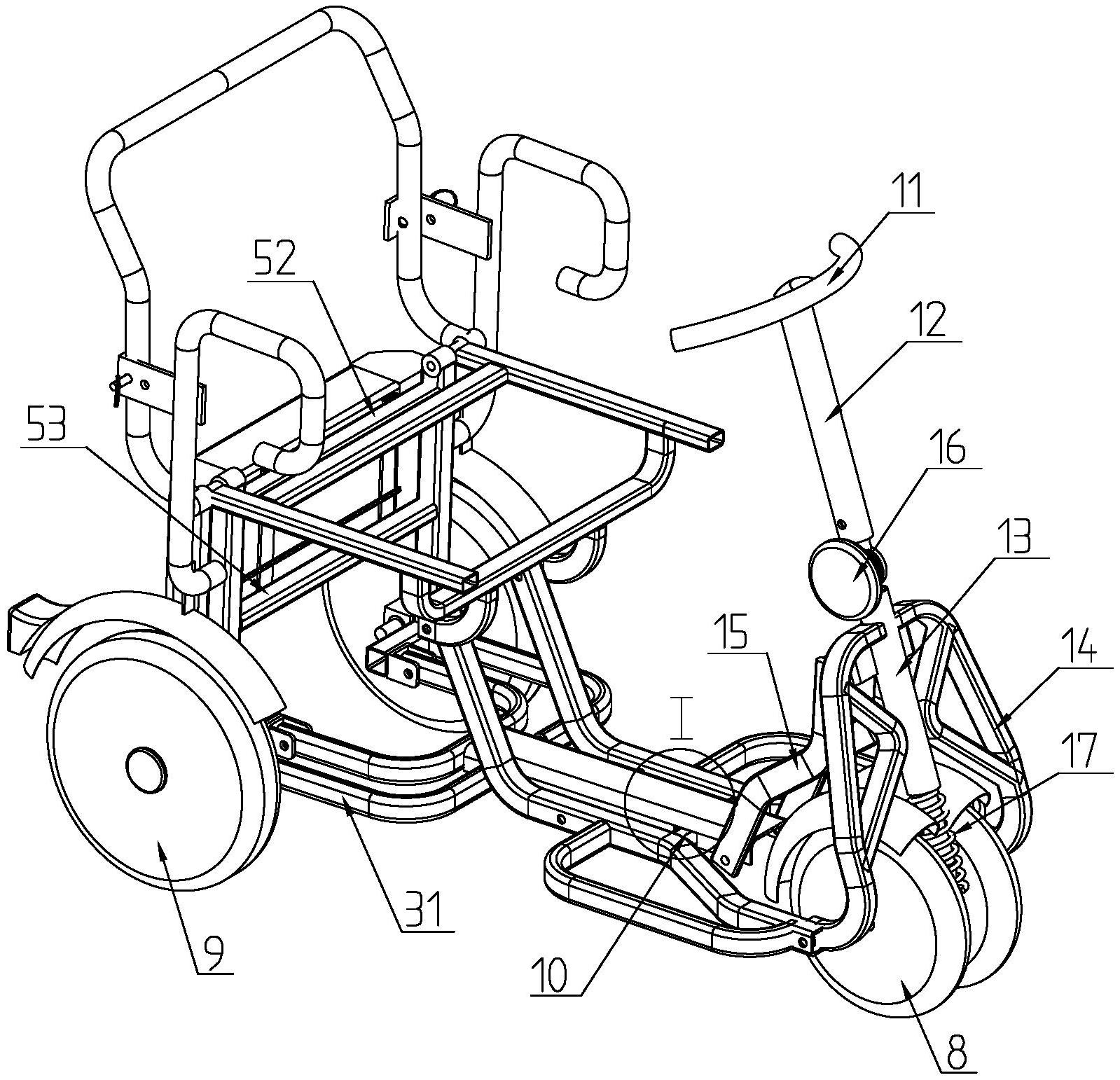 一种快速折叠收展式减震电动轮椅车