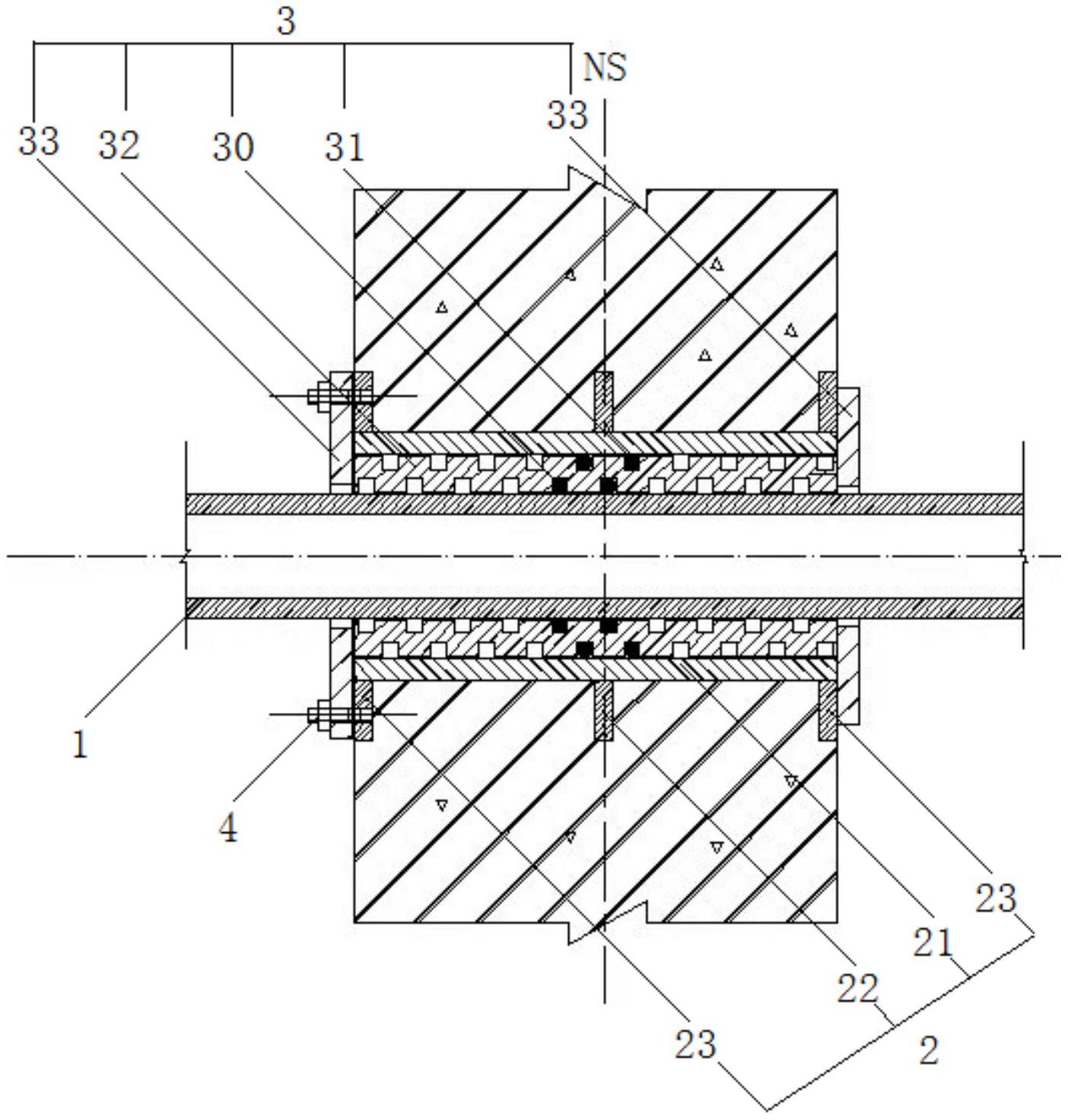 中性面设柔性动密封组件的防水穿墙套管结构