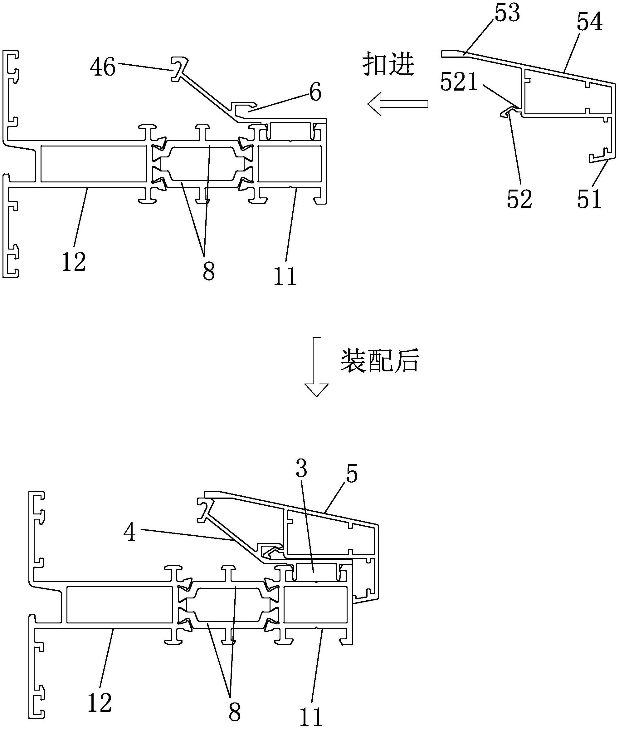 一种单元式装饰线组合结构的铝合金门窗