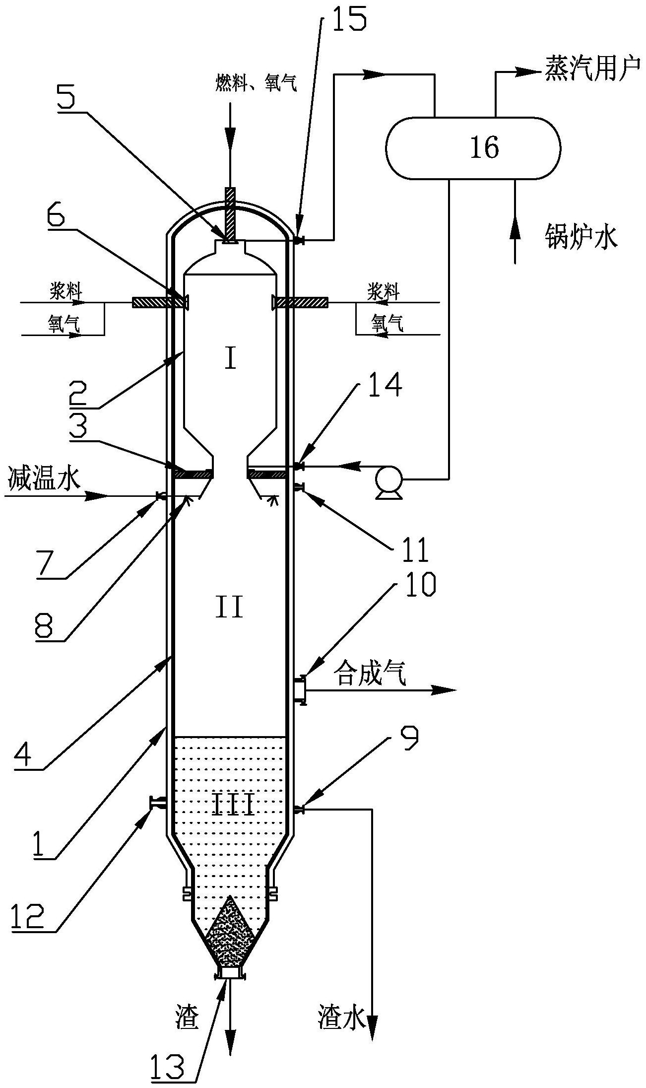 水冷壁浆态进料气化炉