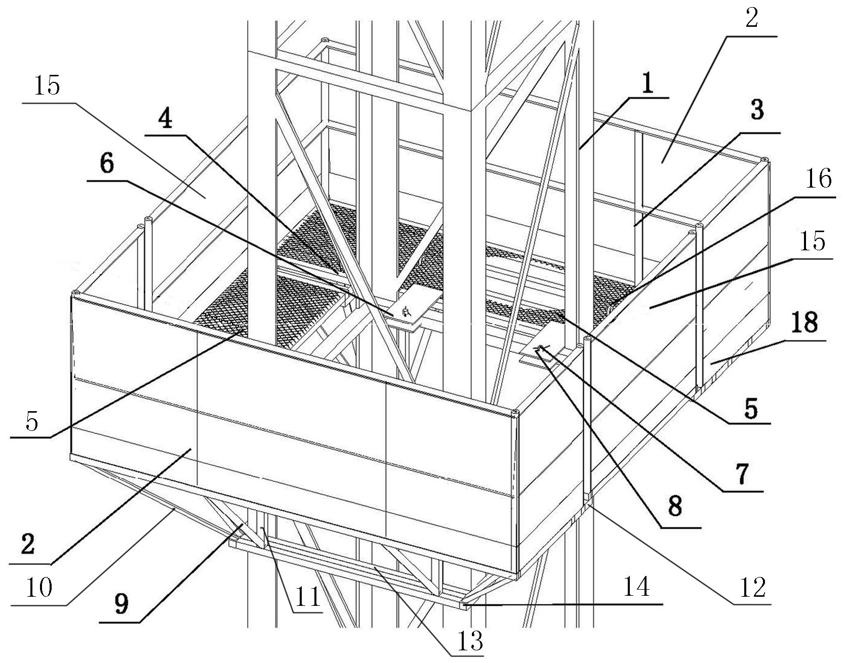 cn211691385u_组合式塔吊附墙作业平台