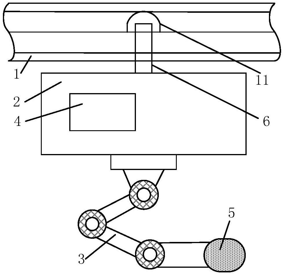 种适用于再生水厂的巡检导轨机器人,包括轨道,系统车体,机械臂,变轨盘